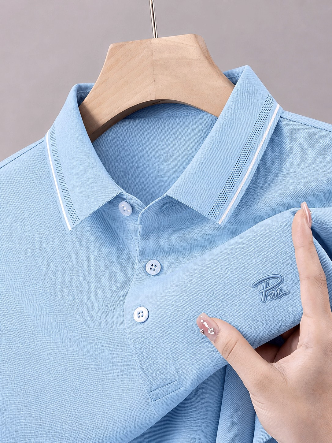 100% Knitting Dying PK Cotton Polo Shirt [Pm-Sky Blue]